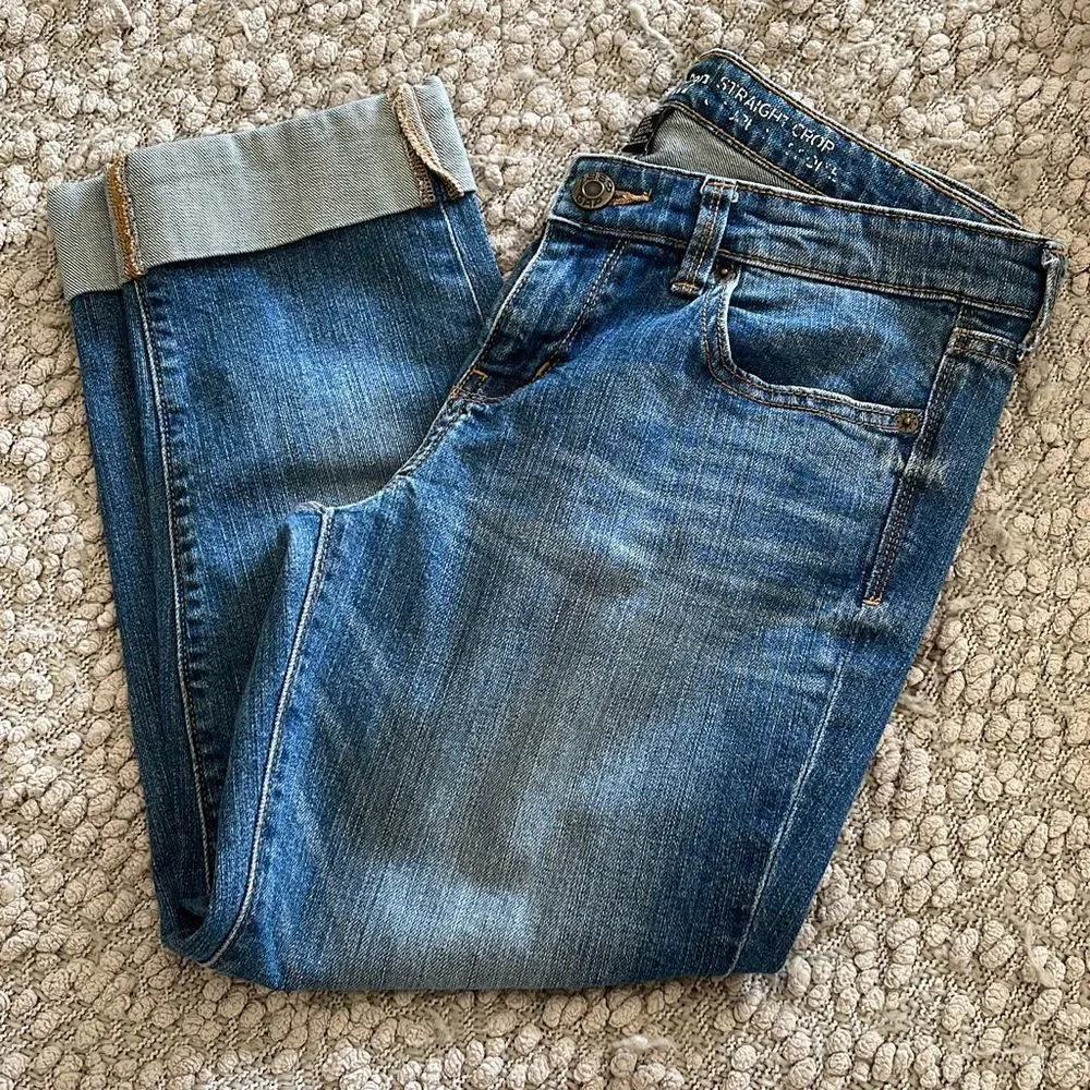 GAP 1969 Straight Cropped Cuffed Jeans Size 8/29 R - Picture 1 of 8